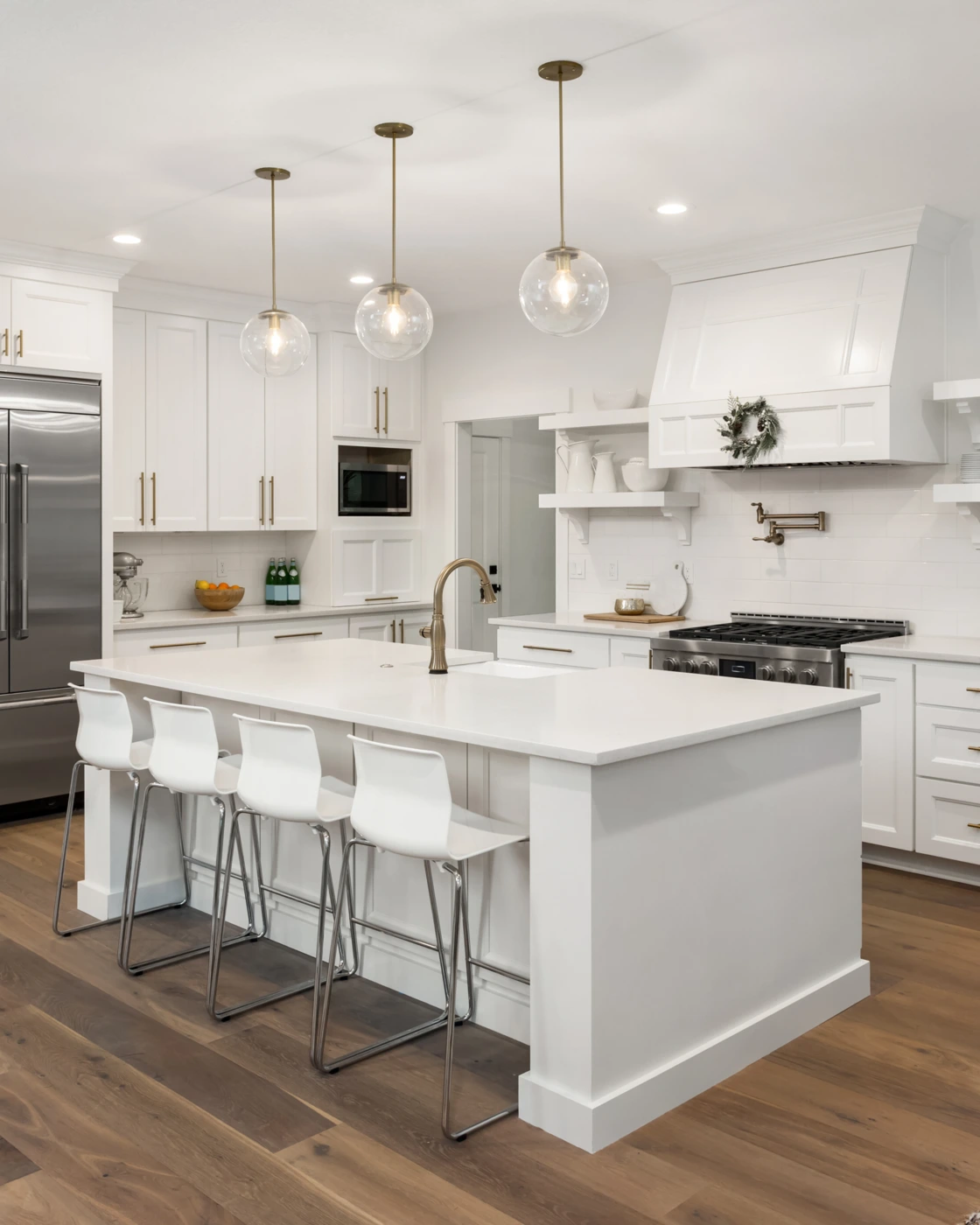 Finished North Bridge kitchen with light wood cabinets